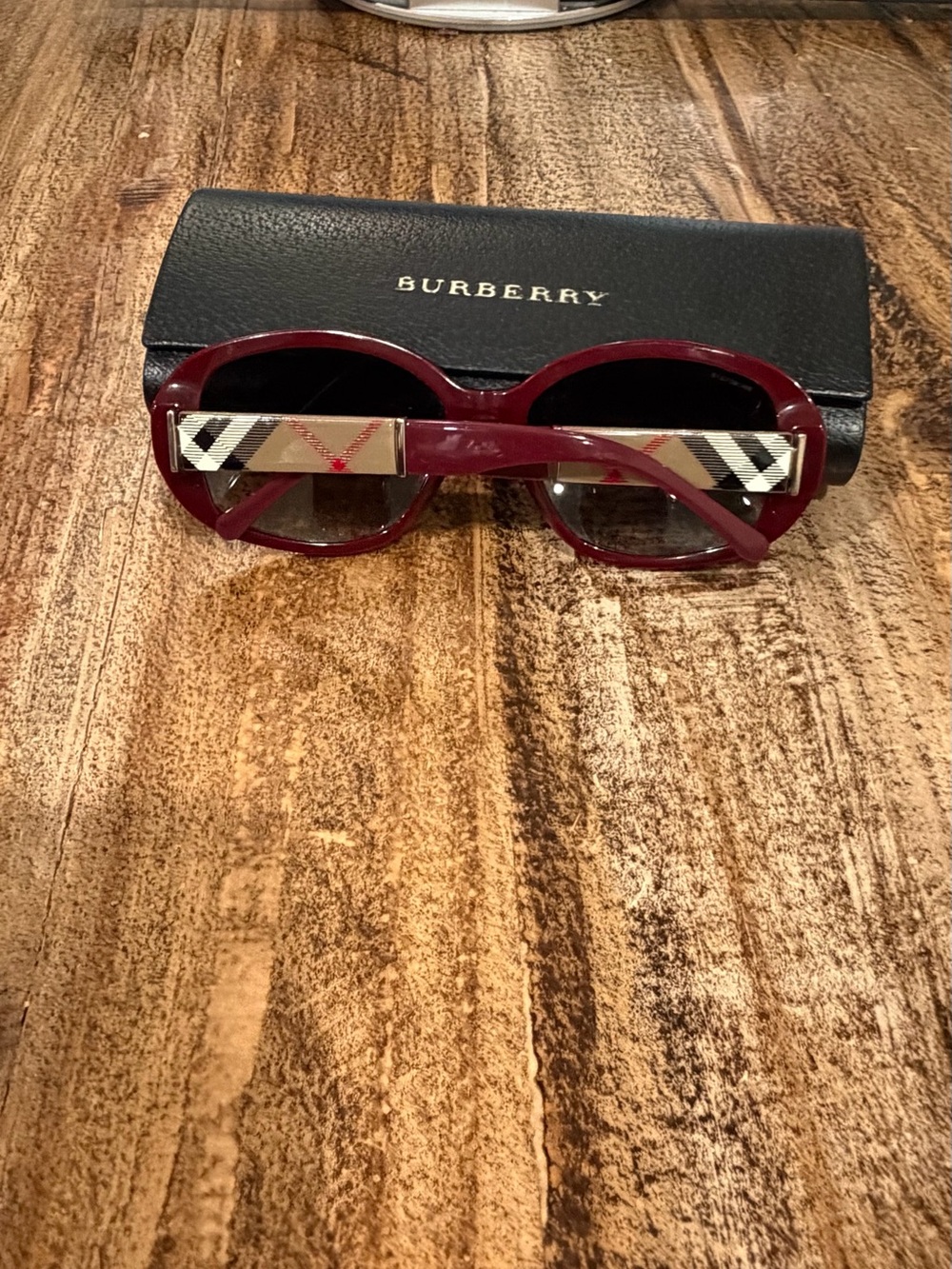Burberry Burgundy Round Oversized Women's Sunglasses - Picture 13 of 15